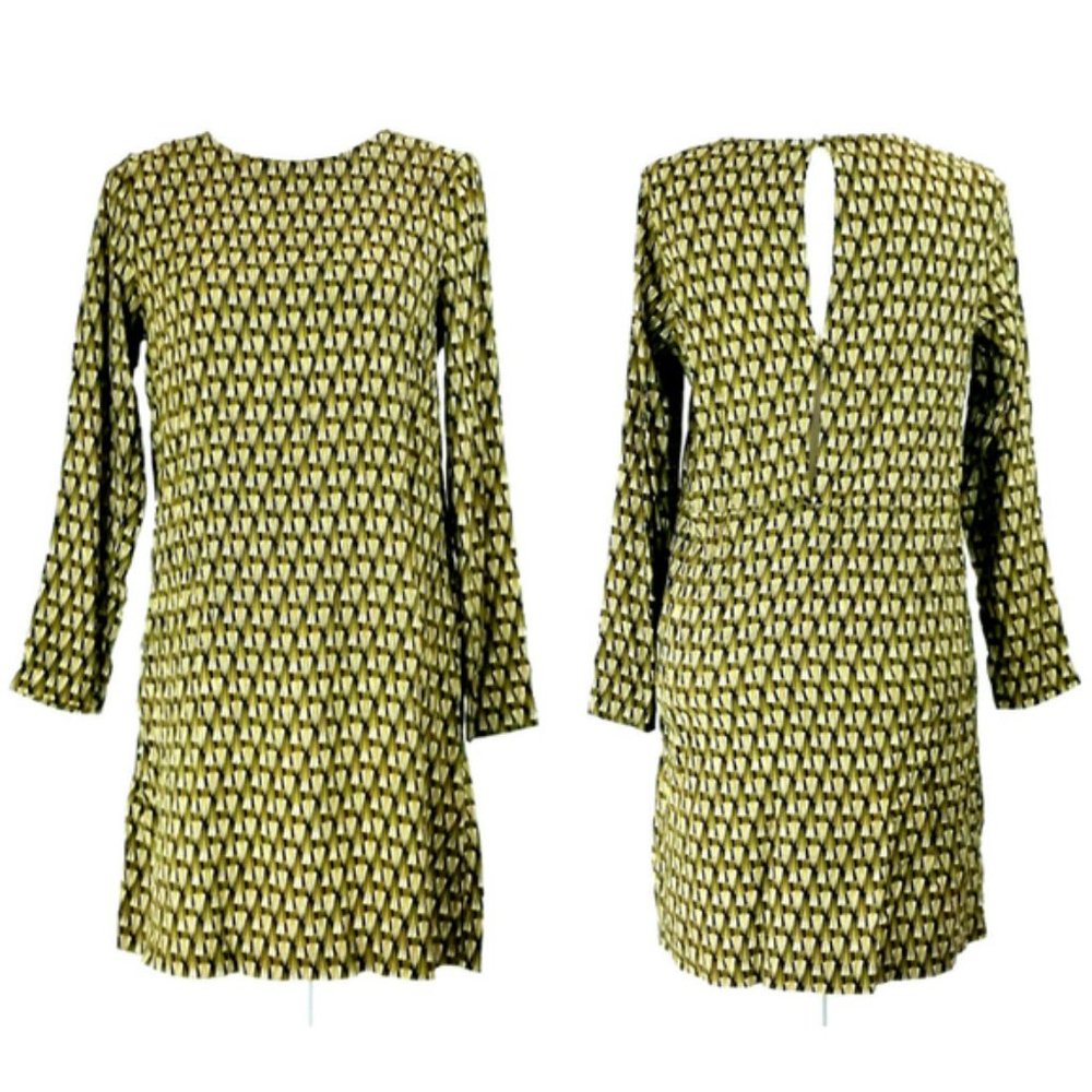 H&M Art Deco Mod Print 3/4 Sleeve Shift Dress